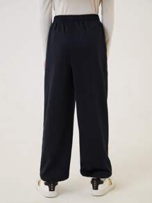 SHEIN Girls Elastic Waist Joggers - Black - View 2