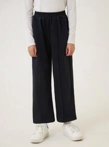 SHEIN Girls Elastic Waist Joggers - Black - View 6