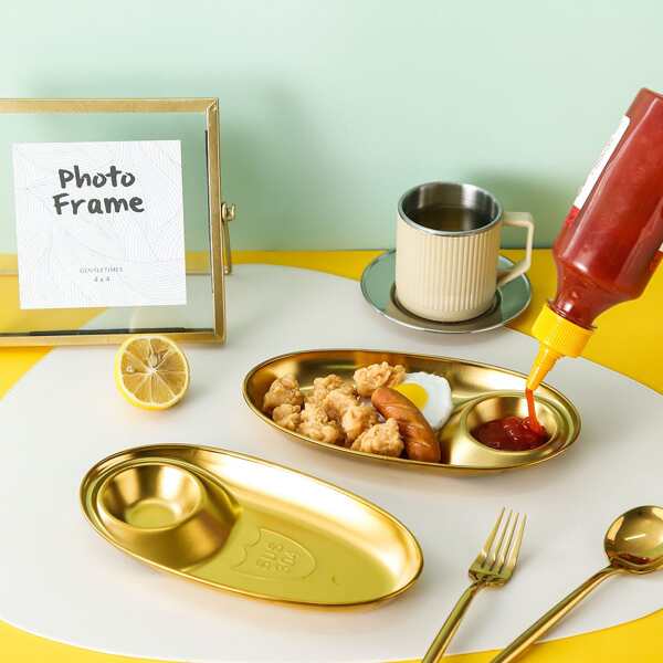 

1pc Plain Snack Plate, Gold