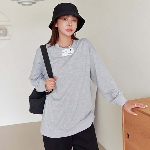 

Patch Detail Drop Shoulder Sweatshirt, Light grey