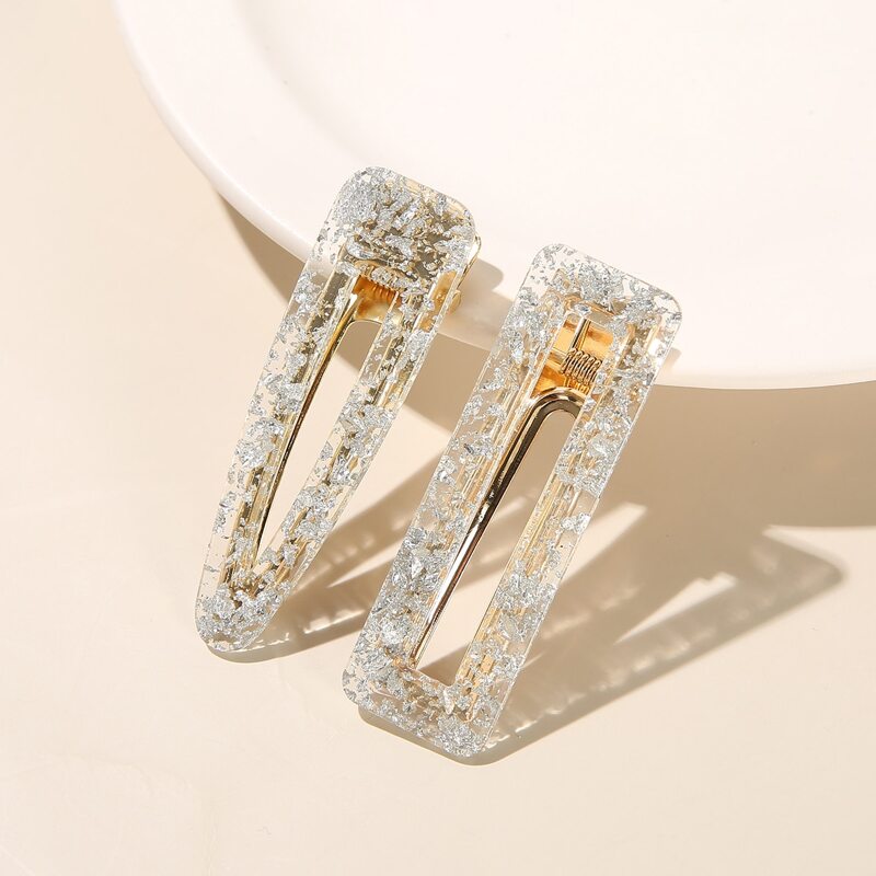 

Clear Hair Clip 2pcs, Gold