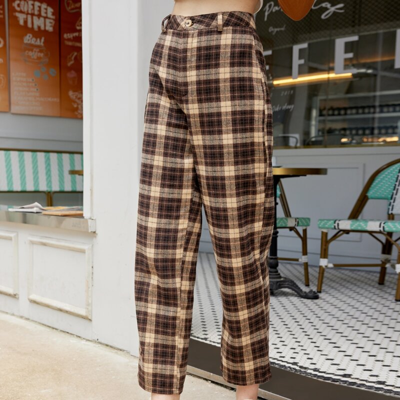 

Plaid Straight Leg Pants, Multicolor