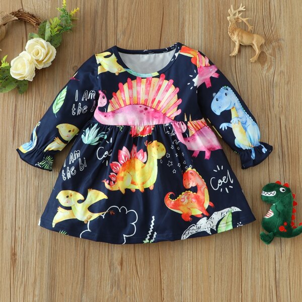 

Baby Girl Dinosaur Print Dress, Multicolor