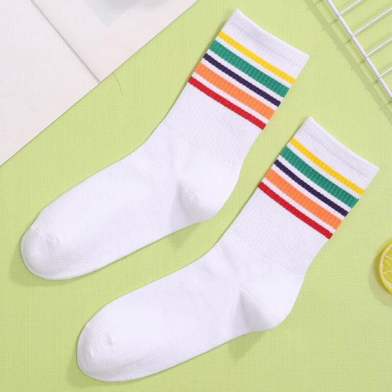 

Striped Crew Socks, White