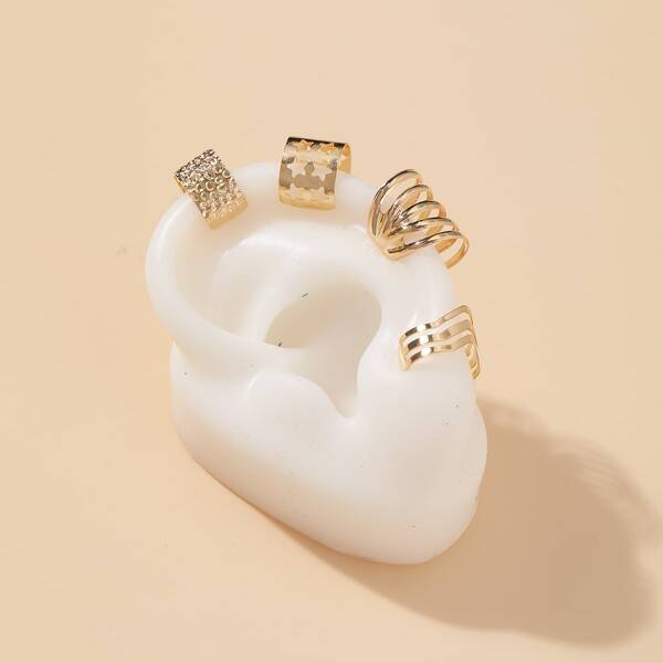 

4pcs Hollow Out Ear Cuff, Gold