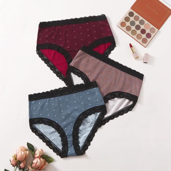 

3pack Plus Lace Trim Panty Set, Multicolor