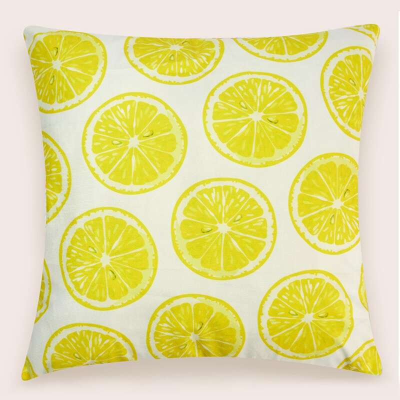 

Lemon Print Cushion Cover Without Filler, Multicolor