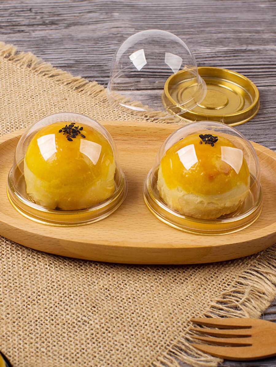 50 Chiếc Hộp Bánh Cupcake Cá Nhân, Hộp Đựng Bánh Cupcake Trong Suốt Có Nắp Vòm, Hộp Đựng Bánh Cupcake Bằng Nhựa Để Làm Bánh Đồ Dùng Học Tập Túi Đựng Thực Phẩm Hộp Thực Phẩm Thích Hợp Cho Kẹo Bánh Quy Sô Cô La, V. V. - Vàng - Xem 1