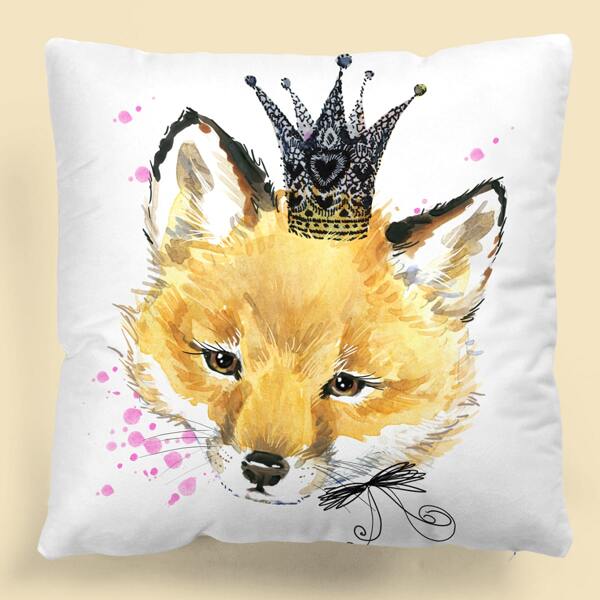 

Kids Fox Print Cushion Cover Without Filler, Multicolor