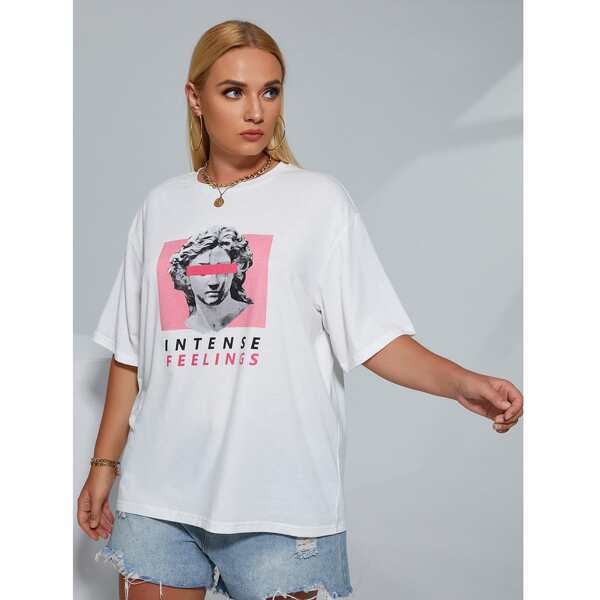 

Plus Sculpture And Slogan Graphic Tee, White