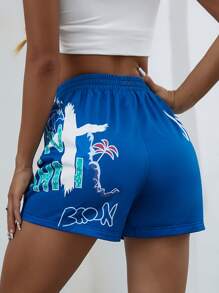 SHEIN Coolane 卡通圖案彈性腰帶短褲