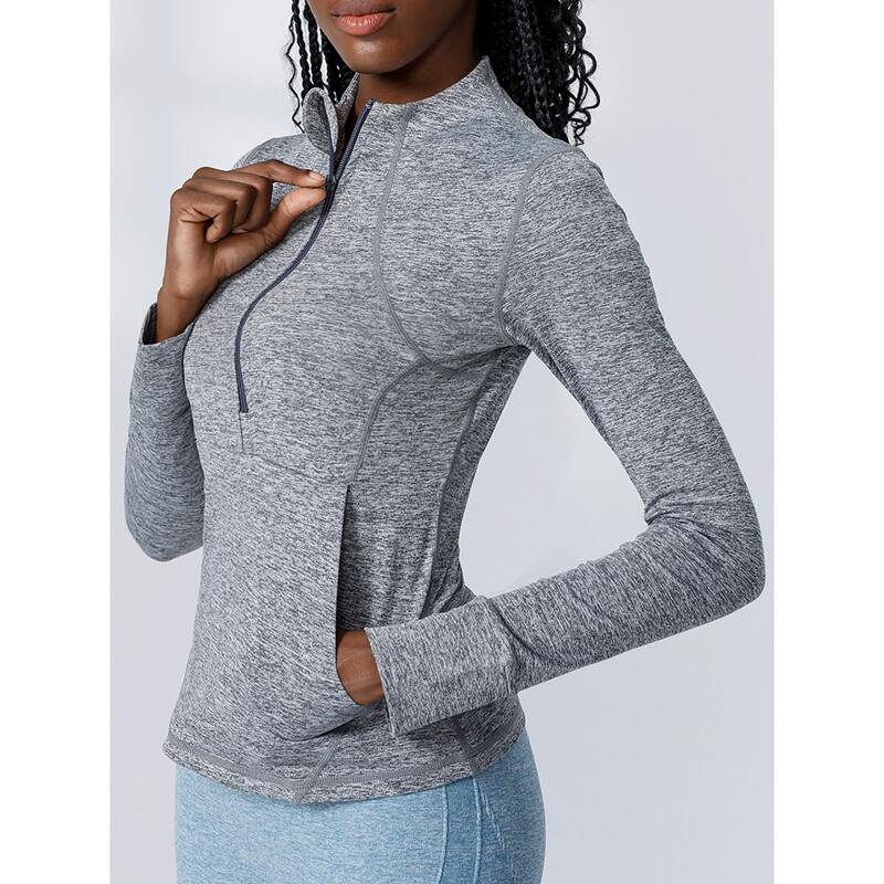 

Space Dye Half Zipper Sports Sweatshirt, Light grey