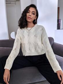 Jersey tejido de cable de hombros caídos