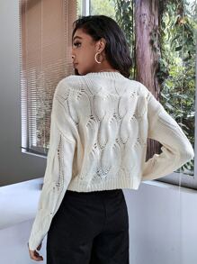 Jersey tejido de cable de hombros caídos