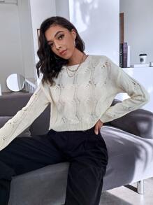 Jersey tejido de cable de hombros caídos