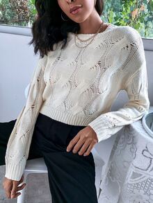 Jersey tejido de cable de hombros caídos