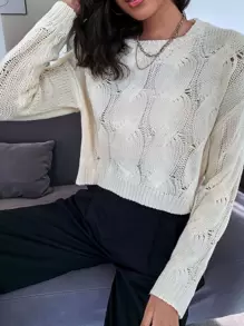 Jersey tejido de cable de hombros caídos