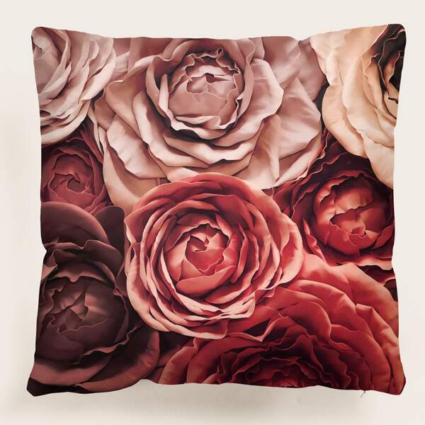 

Flower Print Cushion Cover Without Filler, Multicolor