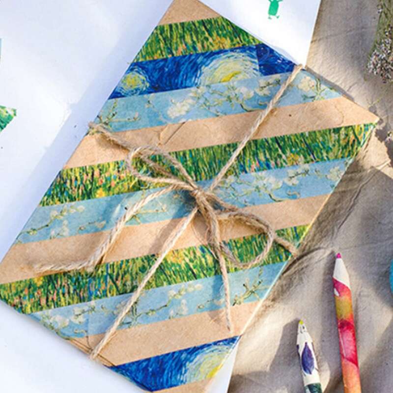 

1roll Oil Painting Pattern Random Washi Tape, Multicolor
