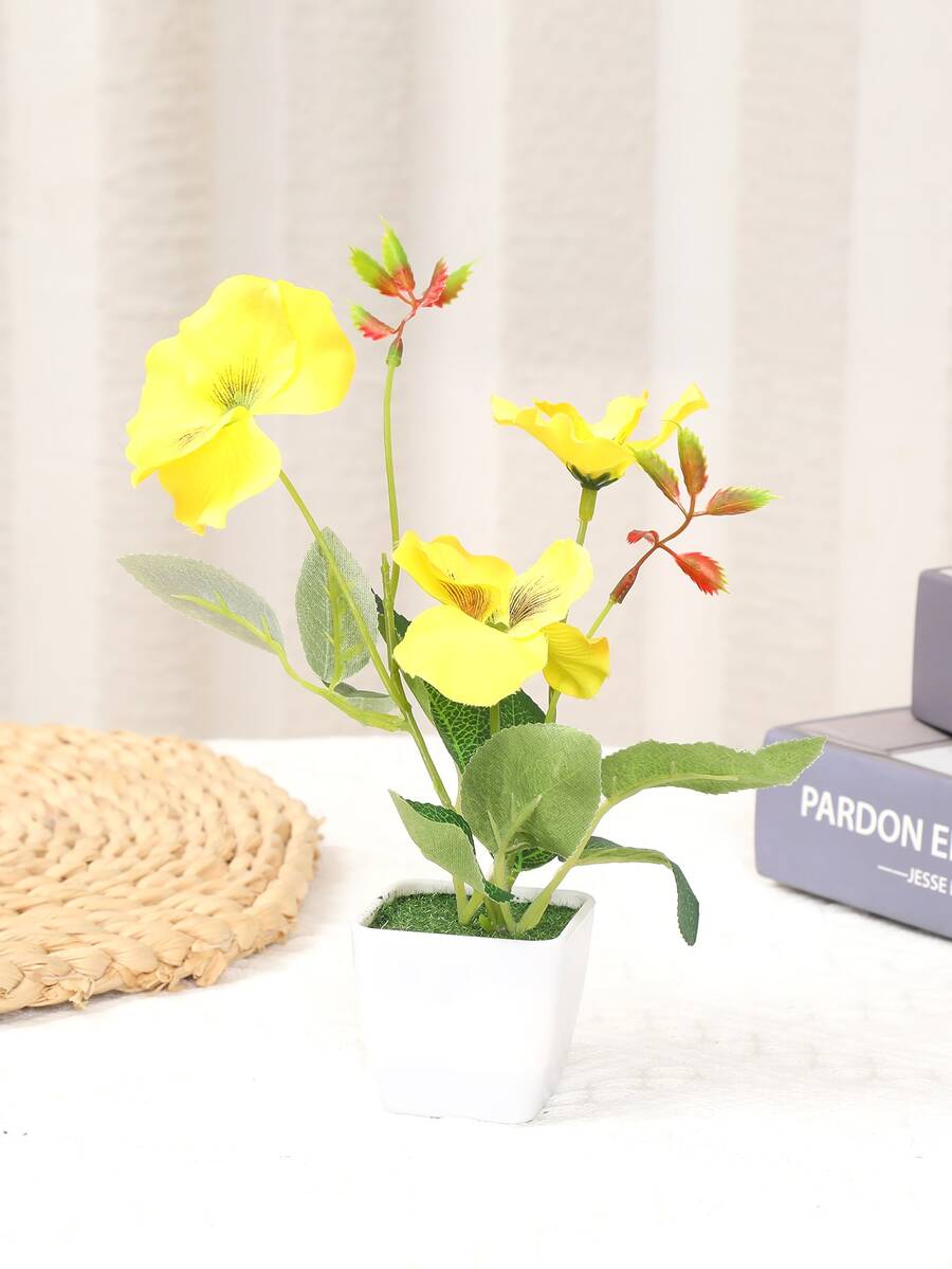 1 cái hoa trong chậu nhân tạo - Màu vàng - Xem 1