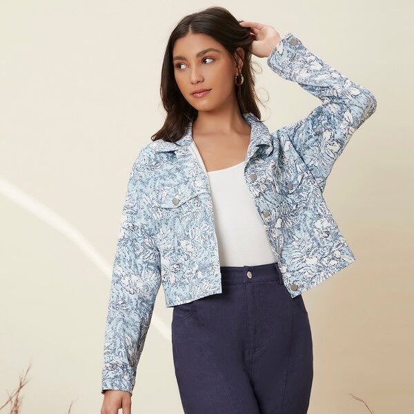 

Floral Print Button Up Jacket, Multicolor