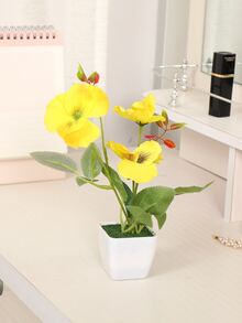 1 cái hoa trong chậu nhân tạo - Màu vàng - Xem 4