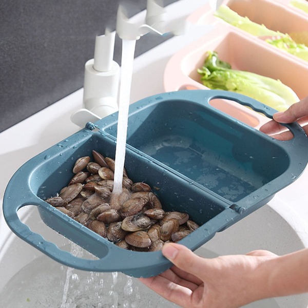 

1pc Double-grid Drain Basket, Blue