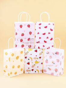 5 piezas Bolsa de regalo con estampado de fruta - Multicolor - Ver 1