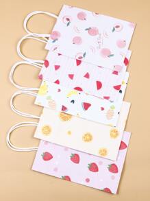 5 piezas Bolsa de regalo con estampado de fruta - Multicolor - Ver 3