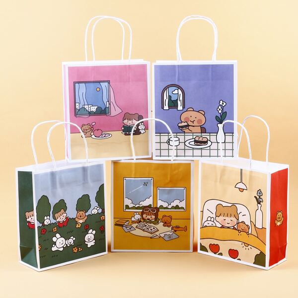 

5pcs Cartoon Graphic Gift Bag, Multicolor