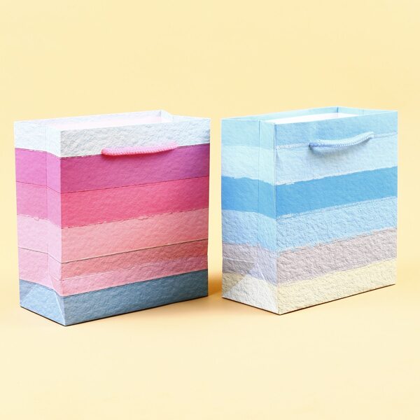 

2pcs Striped Pattern Gift Bag, Multicolor