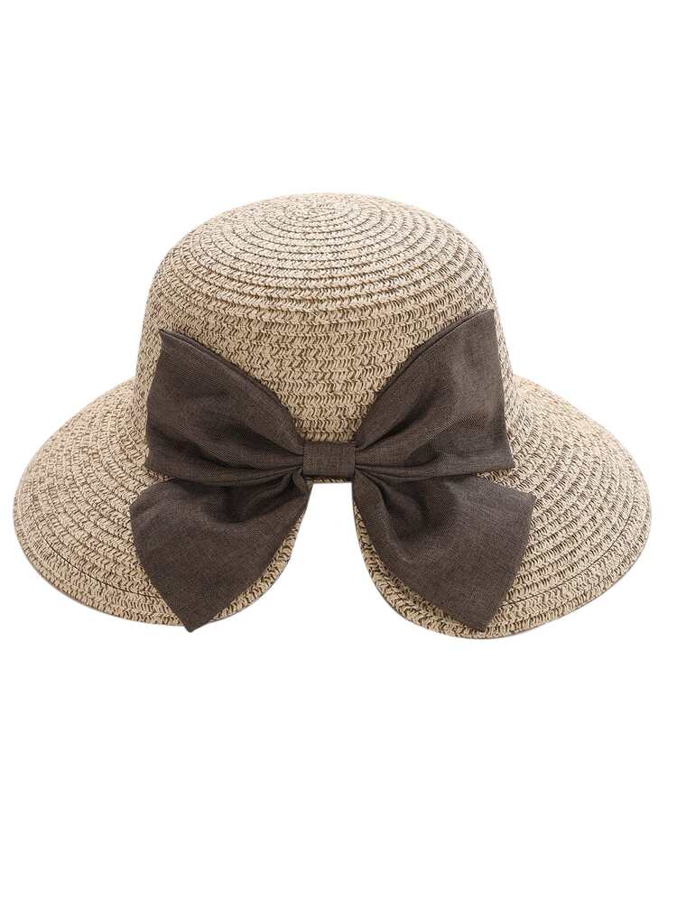 Bow Decor Straw Hat - Khaki - View 4
