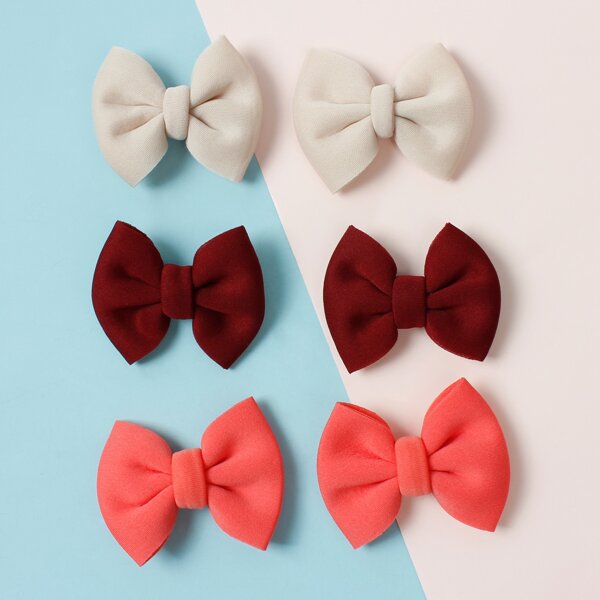

6pcs Girls Bow Decor Hair Clip, Multicolor