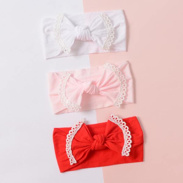 

3pcs Baby Bow Decor Hair Band, Multicolor