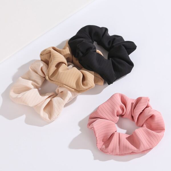 

4pcs Girls Solid Scrunchie, Multicolor