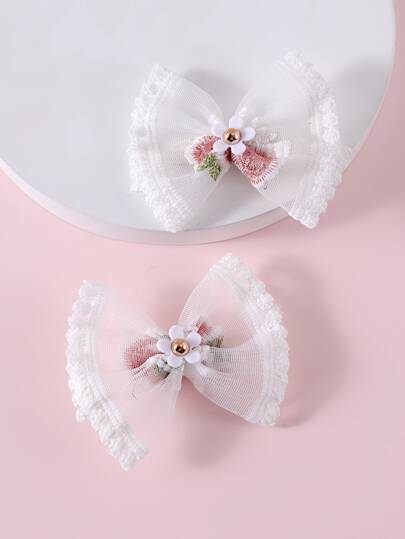 小女童2入組蝴蝶結裝飾髮夾