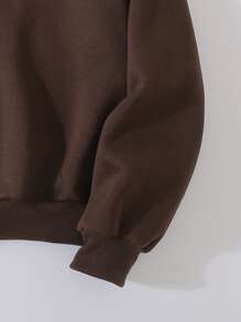 SHEIN Unity Slogan Graphic Drop Shoulder Sweatshirt Pullover Fall Outfit - Chocolate Brown - View 3