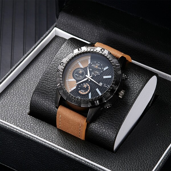

Men Round Pointer Date Quartz Watch