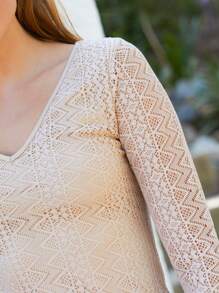 SHEIN Đầm cắt màu trơn Hấp dẫn - Màu be - Xem 3