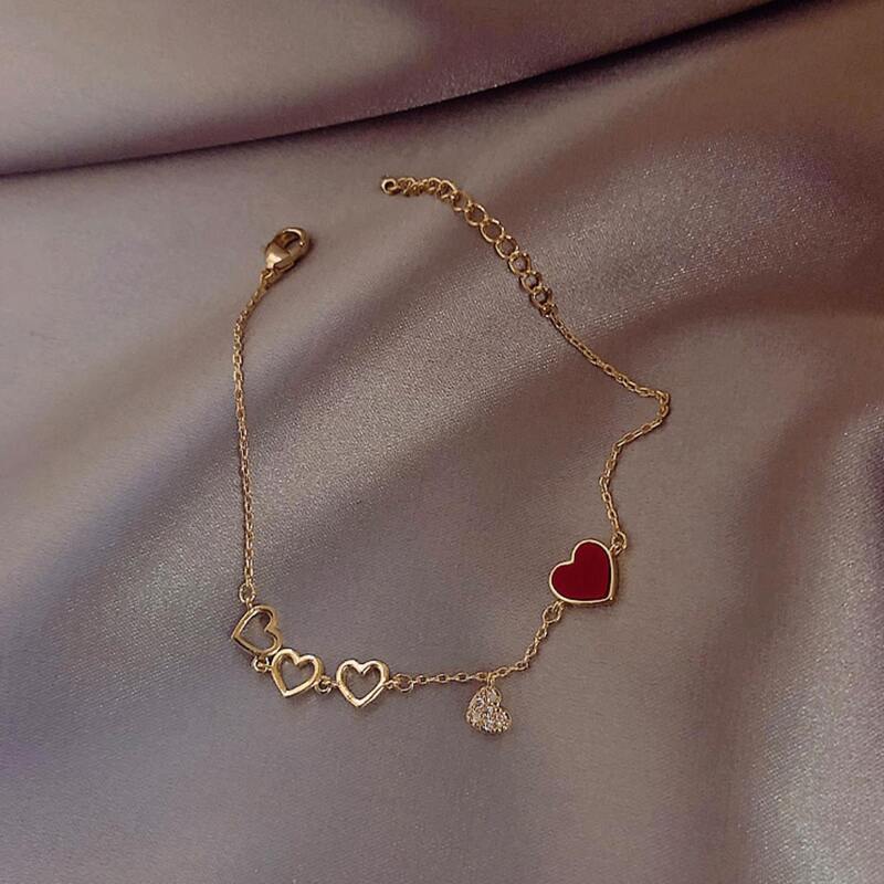 

Heart Decor Chain Bracelet, Multicolor