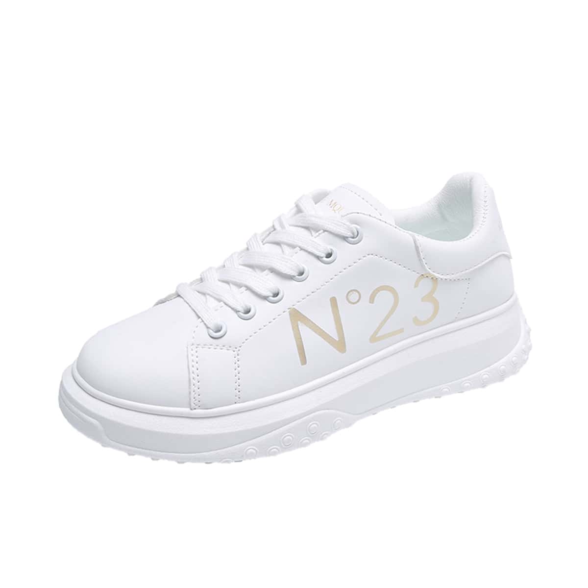 

Letter Graphic Lace Up Front Skate Shoes, White