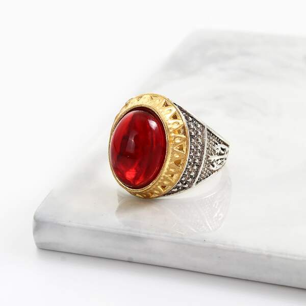 

Men Textured Metal Ring, Red