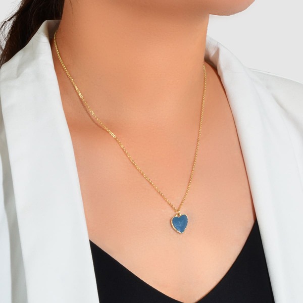 

Heart Charm Necklace, Multicolor