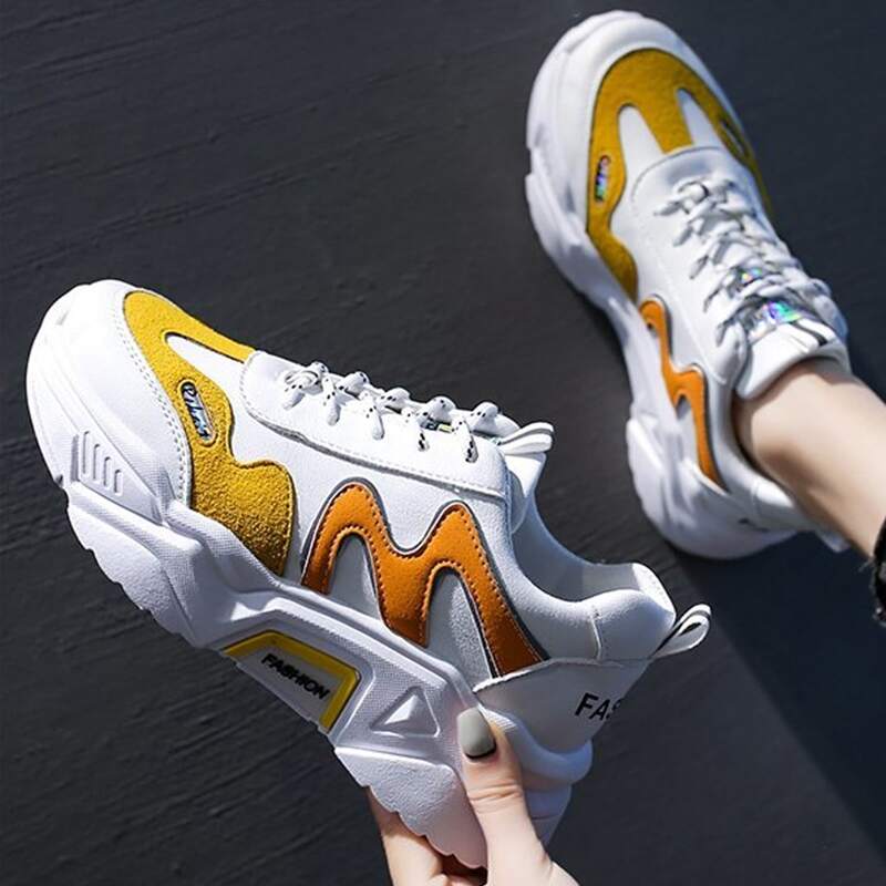 

Colorblock Lace-up Front Chunky Sneakers, Multicolor