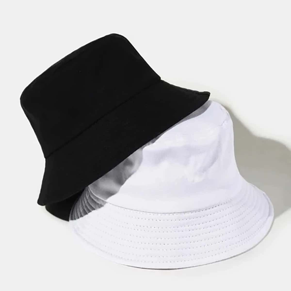 

2pcs Solid Bucket Hat, Multicolor