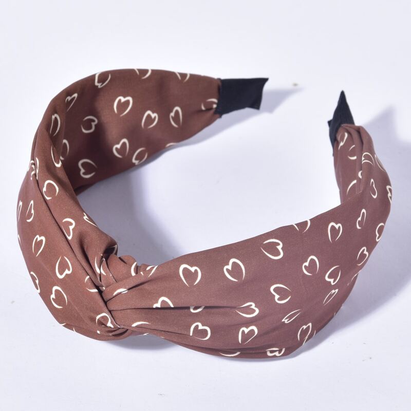 

Heart Pattern Knot Headband, Coffee brown