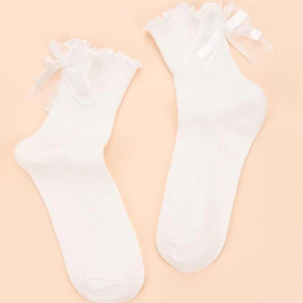 

Bow Decor Crew Socks, White