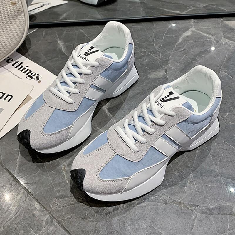 

Colorblock Lace-up Front Chunky Sneakers, Blue