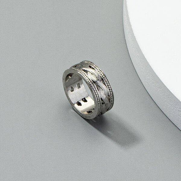 

Men Textured Metal Ring, Antique silver