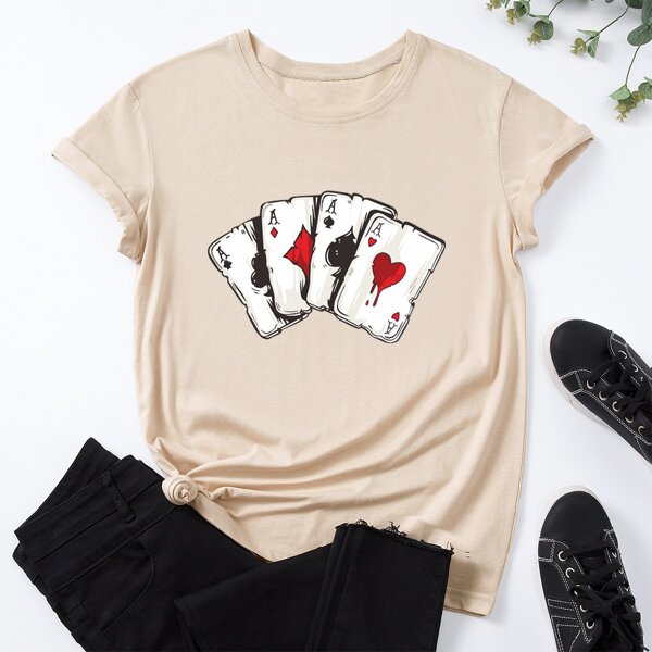 

Playing Card Print Tee, Khaki